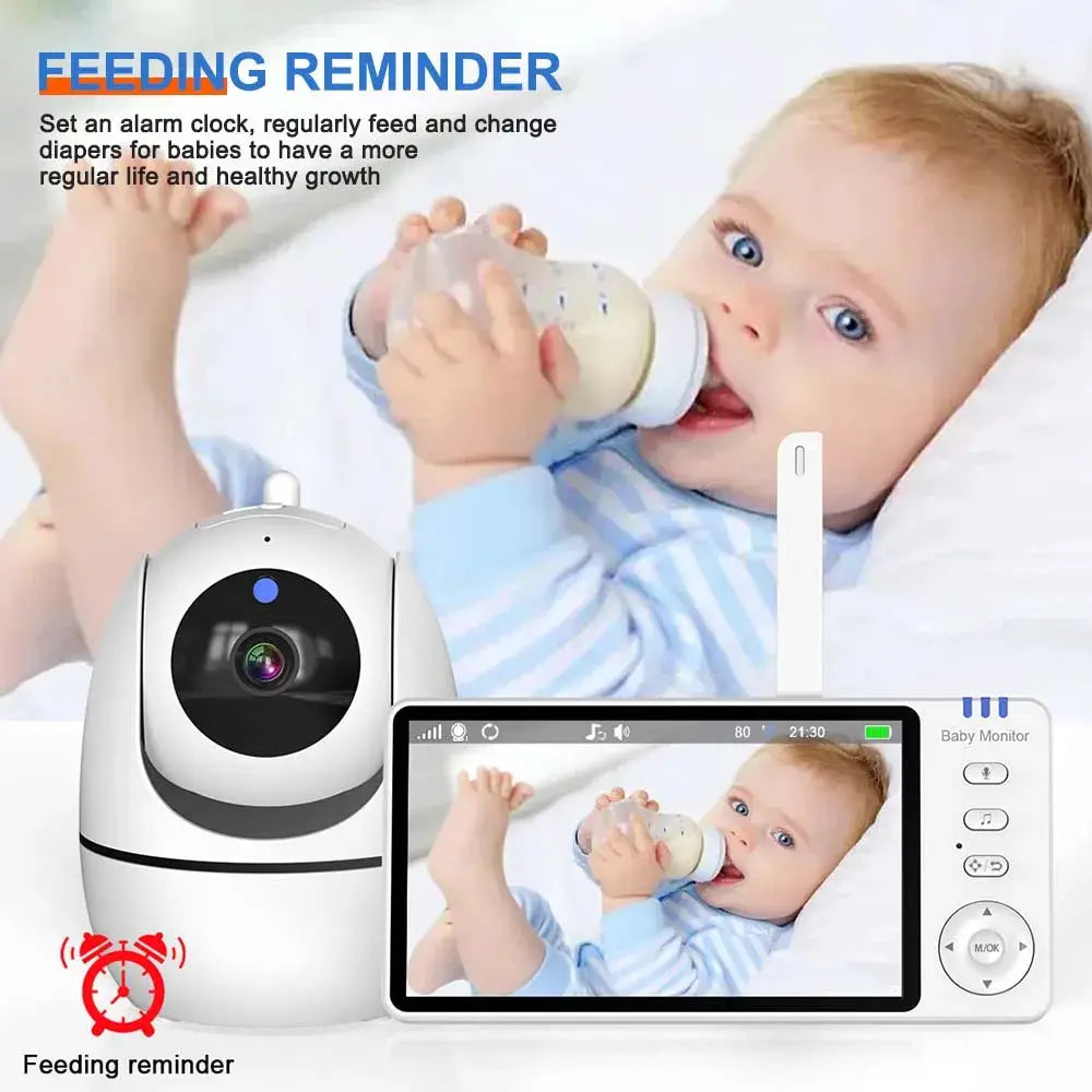 5 Inch Video Baby Monitor With PTZ Camera Zoom Lullaby Temperature Sensor Security Protection Surveillance System
