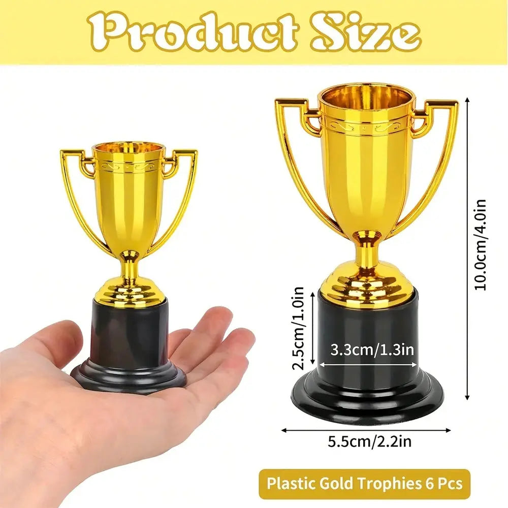 Simples Market plastic gold trophies, 6 pcs, kids birthday party favors