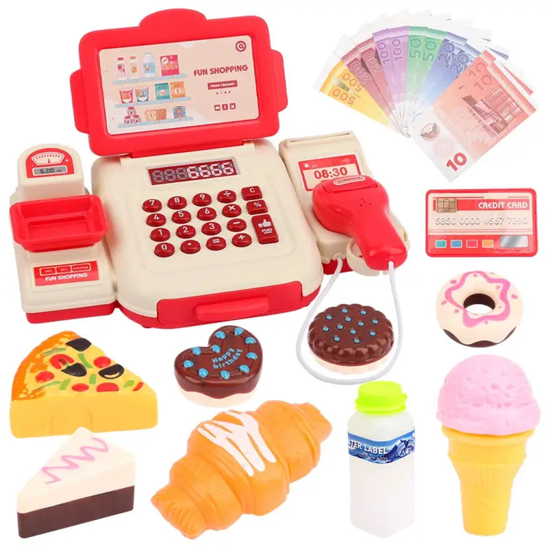 Simulation Shopping Cashier Toy Set With Electronic Lights And Sounds For Supermarket Checkout Play