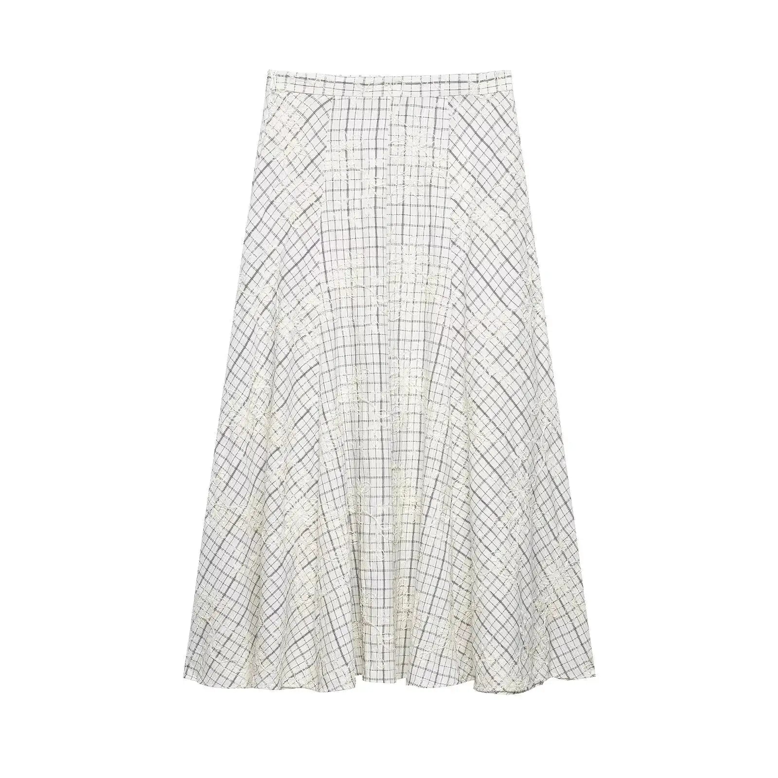 TFAFXY 2026 Summer Bow Plaid Embroidered Blouse And Midi Skirt Set Y2K