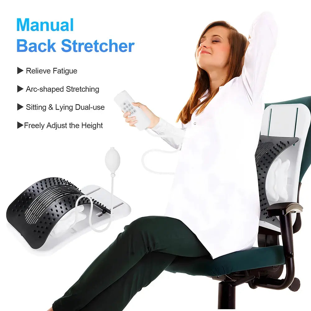 Foreverlily adjustable back massager with airbag waist and neck support for lumbar and cervical relief