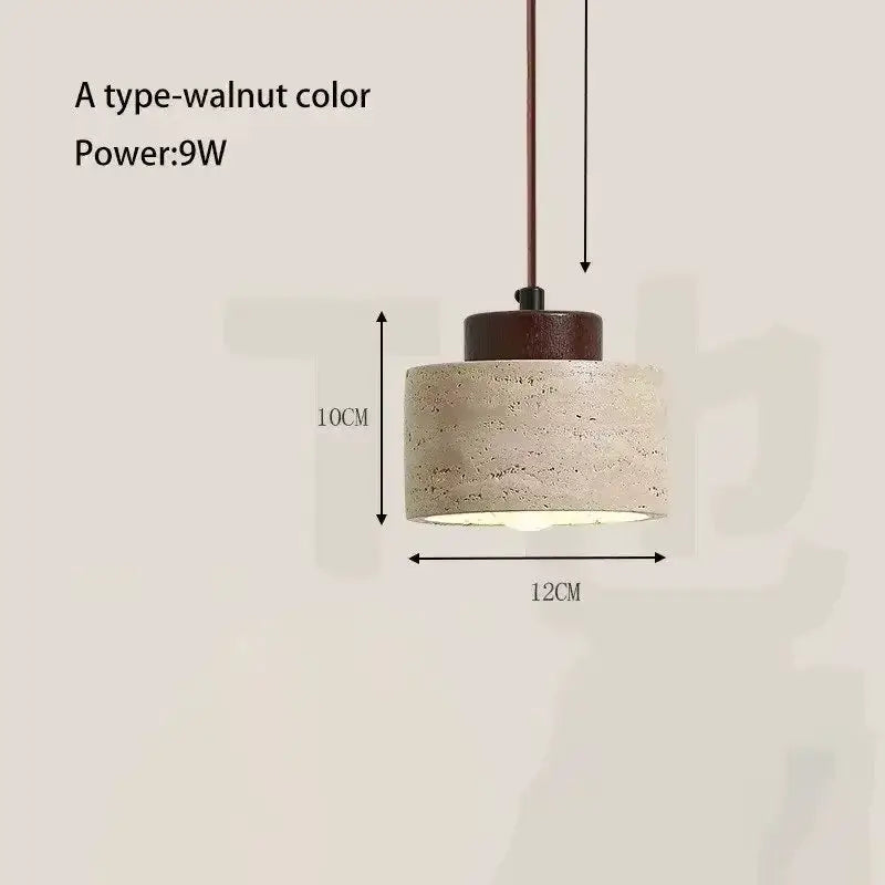 LED pendant lamp with walnut-color stone shade, 9W.