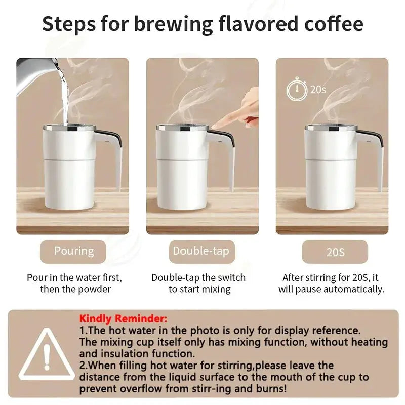 380ml Electric Coffee Self Mixing Mug IP67 Waterproof USB Charging Digital Display Automatic Magnetic Stirring Cup