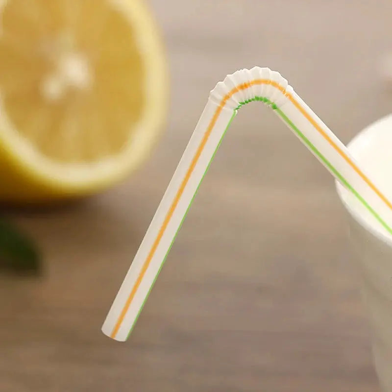 100 Pack Colorful Bendable Plastic Drinking Straws For Milk Tea Bar Party Wedding Kitchen Beverage