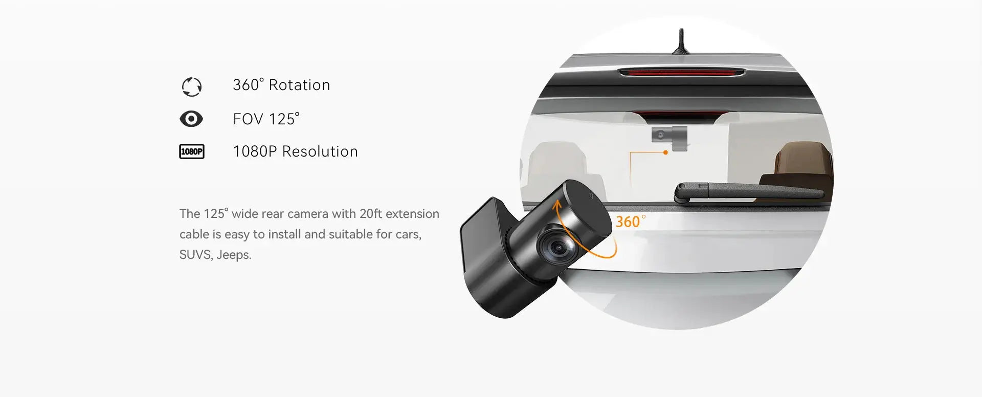 DDPAI Mola N3 Pro dash camera, black, with 360° rotation, 125° FOV and 1080p resolution for cars and SUVs.