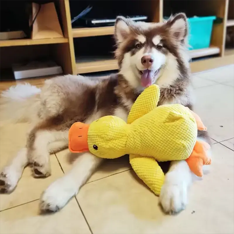 Cute Dog Toy Stomping Duck Bite Resistant Plush Toy for Large Dogs Interactive Teeth Cleaning Boredom Relief