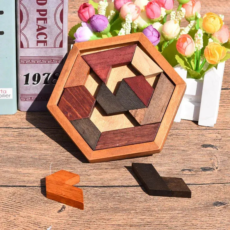 Wooden Geometric Shape Jigsaw Board Puzzles For Kids Children Brain Teaser Non Toxic Wood Toys Educational Development
