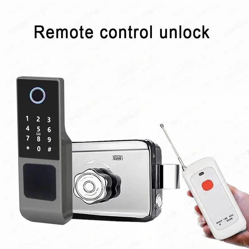 Fingerprint gate door lock by Simples Market with keypad and remote control