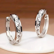 Huitan Classic Design Women Hoop Earrings With Princess Square CZ Zircon Silver Gold Plated Elegant Jewelry