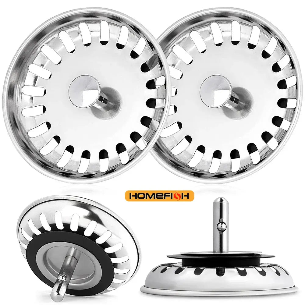 Premium Stainless Steel Kitchen Sink Strainer Waste Plug Replacement Basin Drain Filter 80mm 82mm 84mm with Fixing Pin