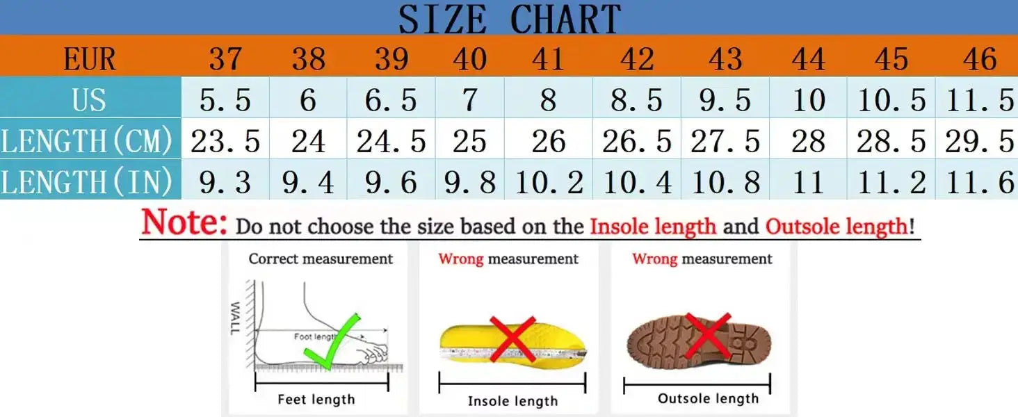 Height-increasing men's sneakers by Simples Market; size chart with EU/US sizes and foot length guidance