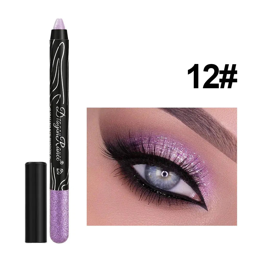 1 Piece Metallic Purple Eyeshadow Pencil Glitter Liner And Highlighter Waterproof Long Lasting Cream Eyeshadow Stick
