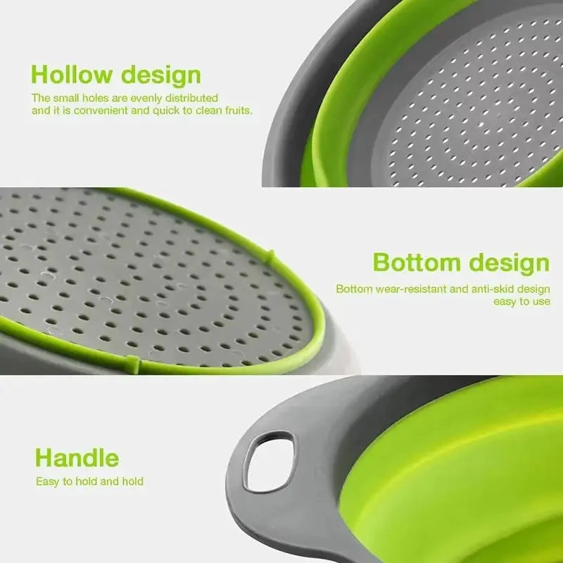 Silicone Vegetable And Fruit Cleaning Drainage Basket Foldable Kitchen Gadget For Washing And Draining