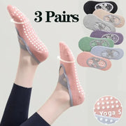 Three Pairs Professional Women Yoga Socks Silicone Anti Slip Backless Breathable Bandage For Yoga Pilates Ballet Sport