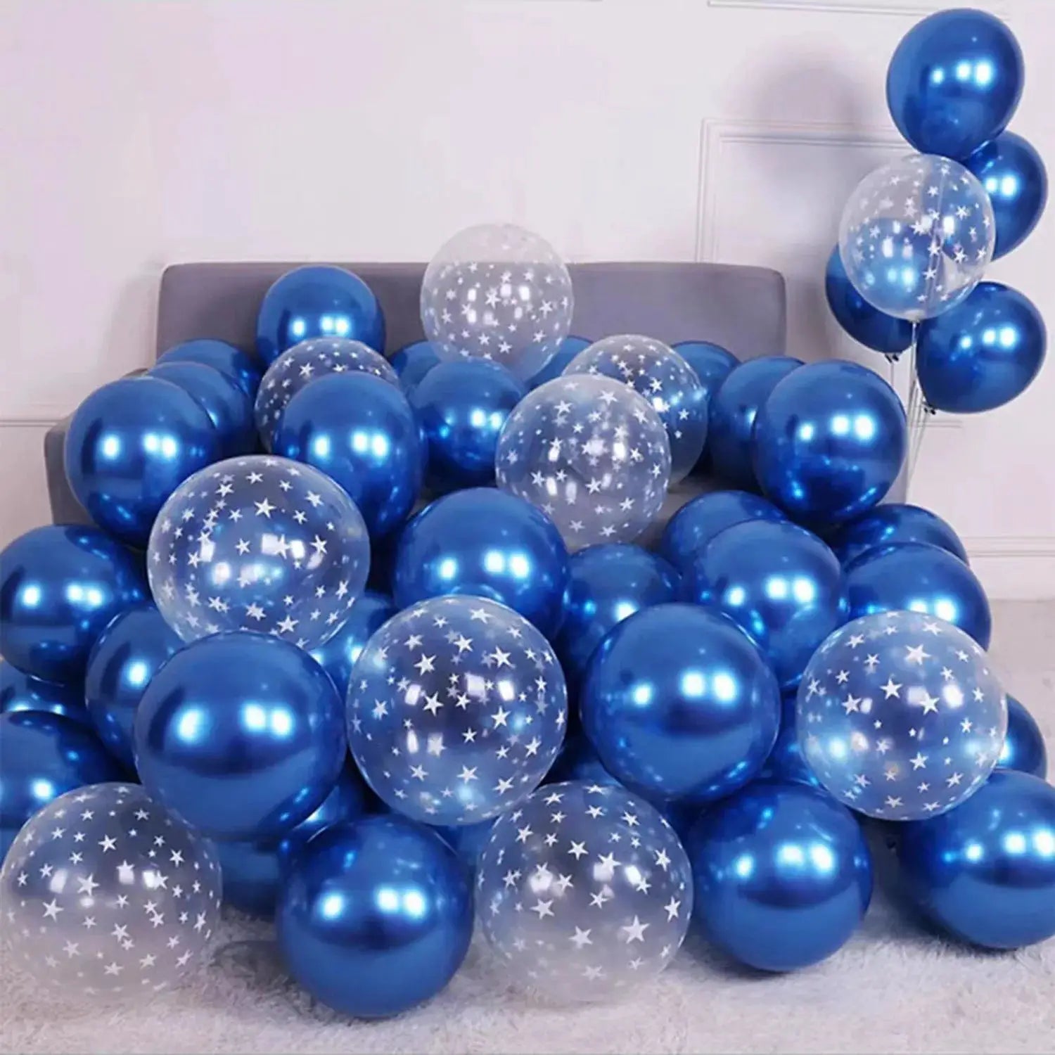 20 Pack Pearl Blue Thick Transparent Latex Balloons With Starry Sky Effect For Birthdays Weddings Graduation Decoration
