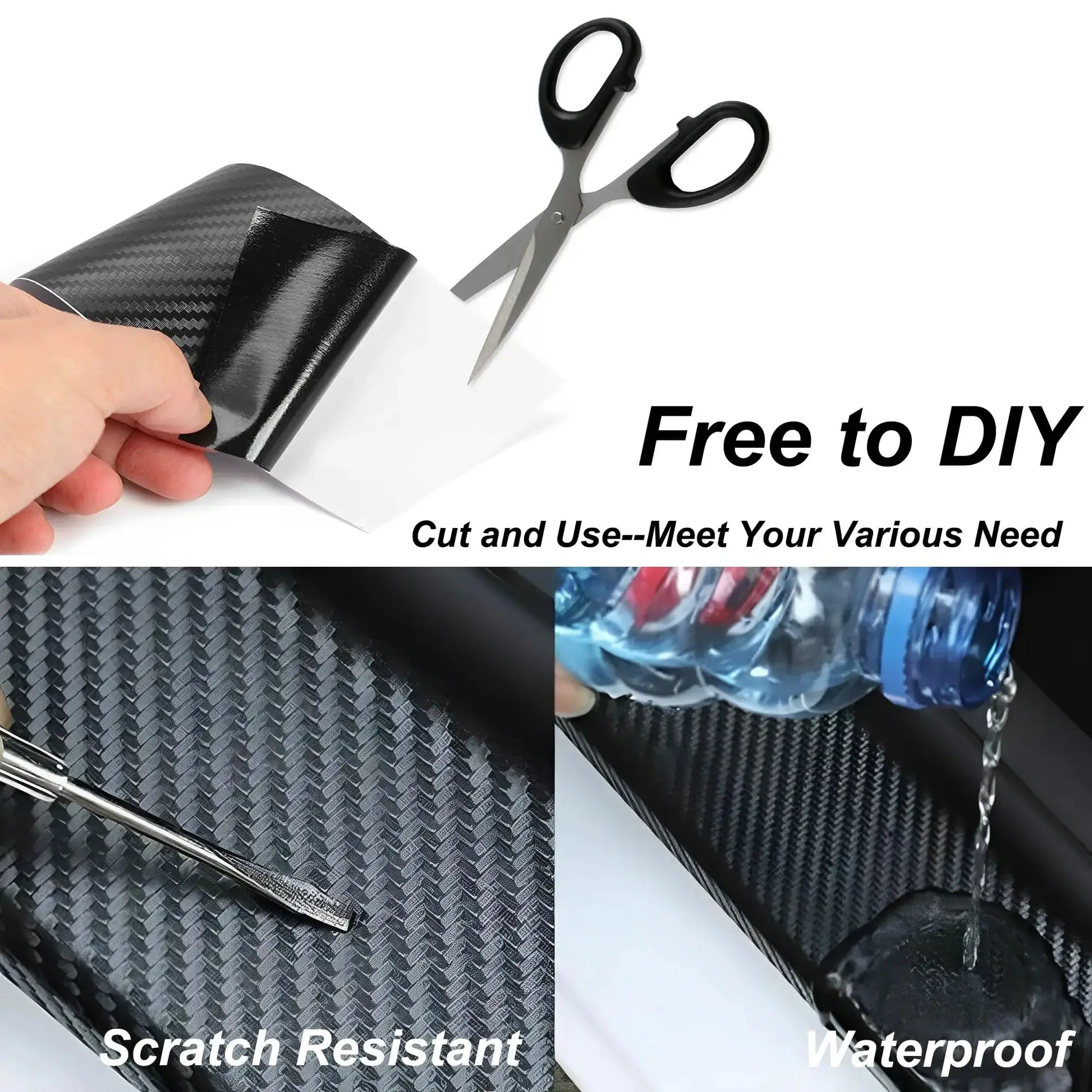 Simples Market carbon fiber car film adhesive tape roll, matte black self-adhesive 3D vinyl wrap