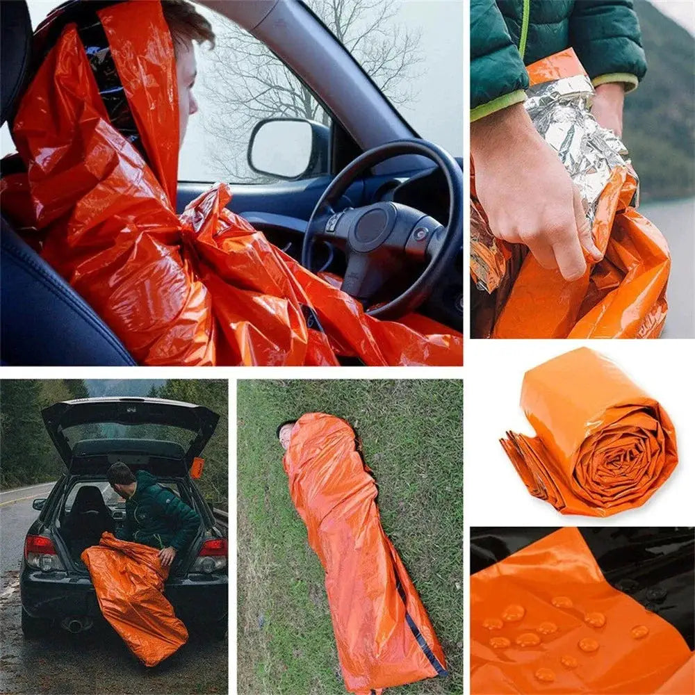Simples Market orange portable waterproof emergency survival sleeping bag Mylar blanket