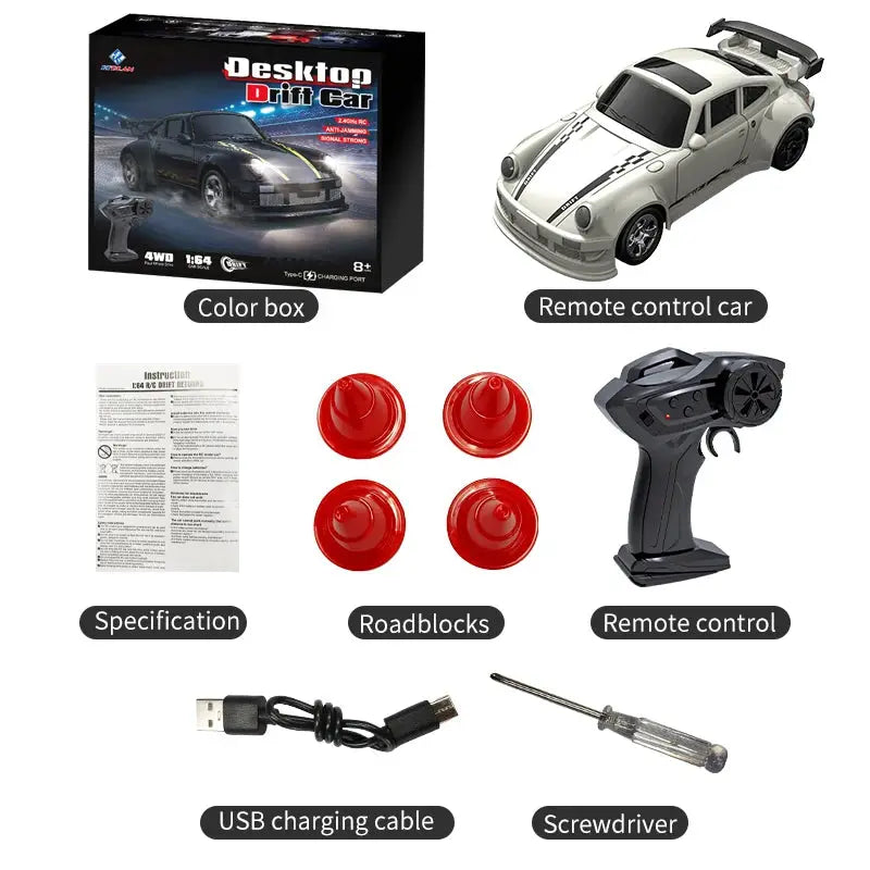 2026 KF20 1:64 Drift RC Car Four Wheel Drive Remote Controlled Racing Car Full Proportion Desk Competition Toy for Boys