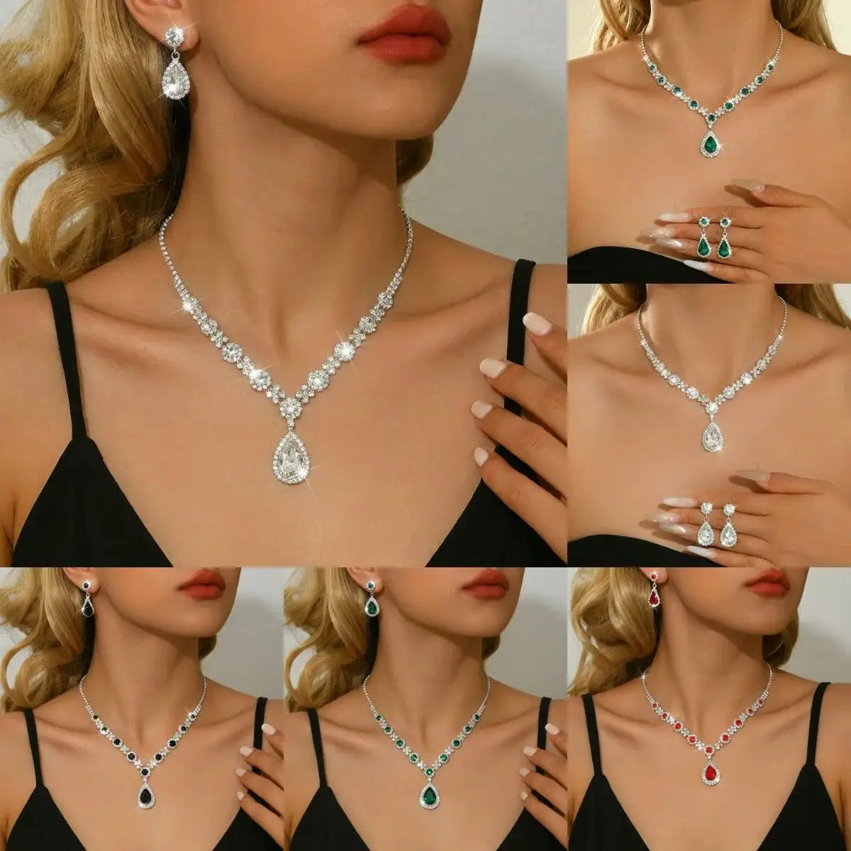 Water Droplet Necklace And Earrings Set Elegant Two Piece Jewelry Gift For Girlfriend And Best Friend Birthday Surprise