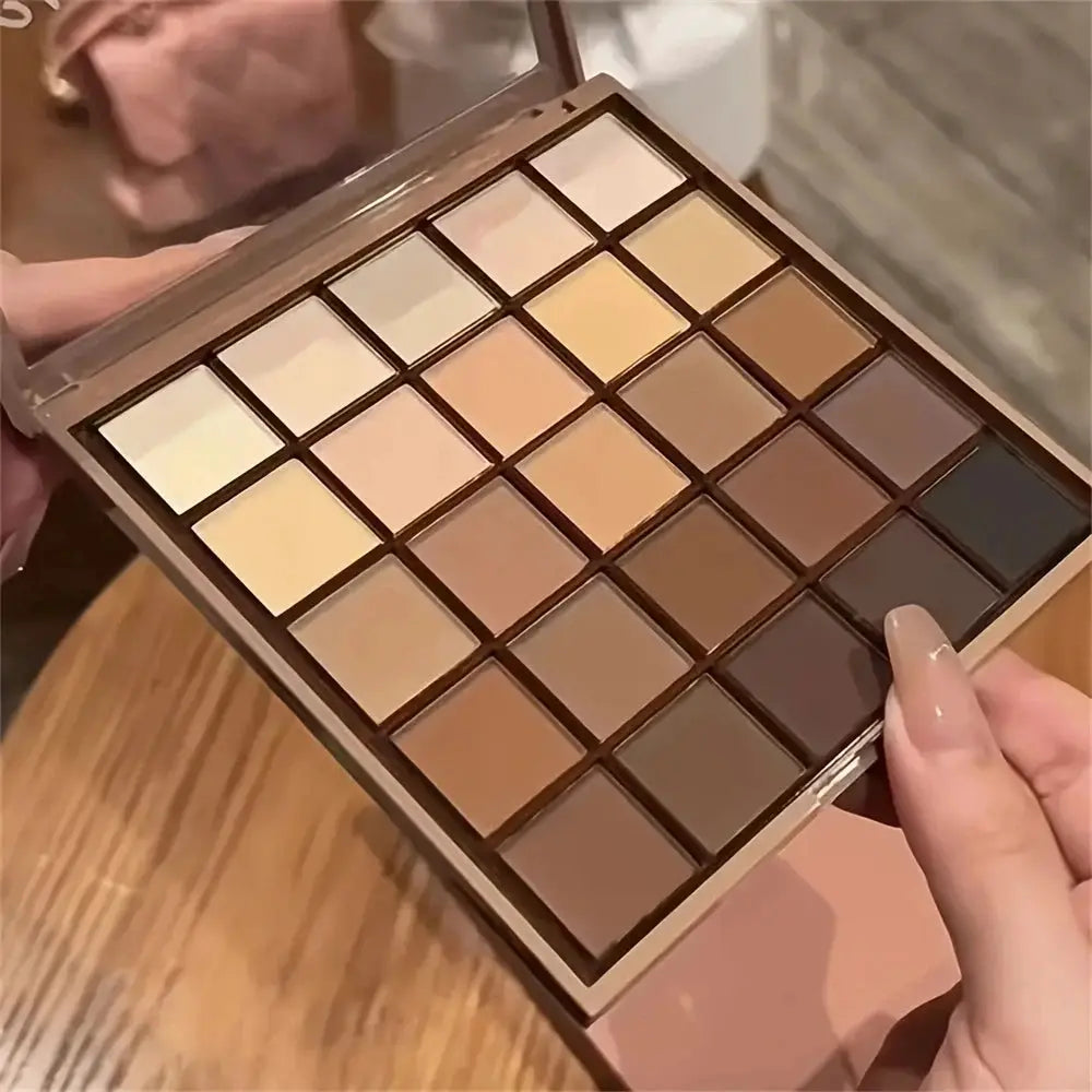 LuxeEyes 25 Color Eyeshadow Palette Neutral Gray And Brown Earth Tones For Natural To Dramatic Day To Night Looks