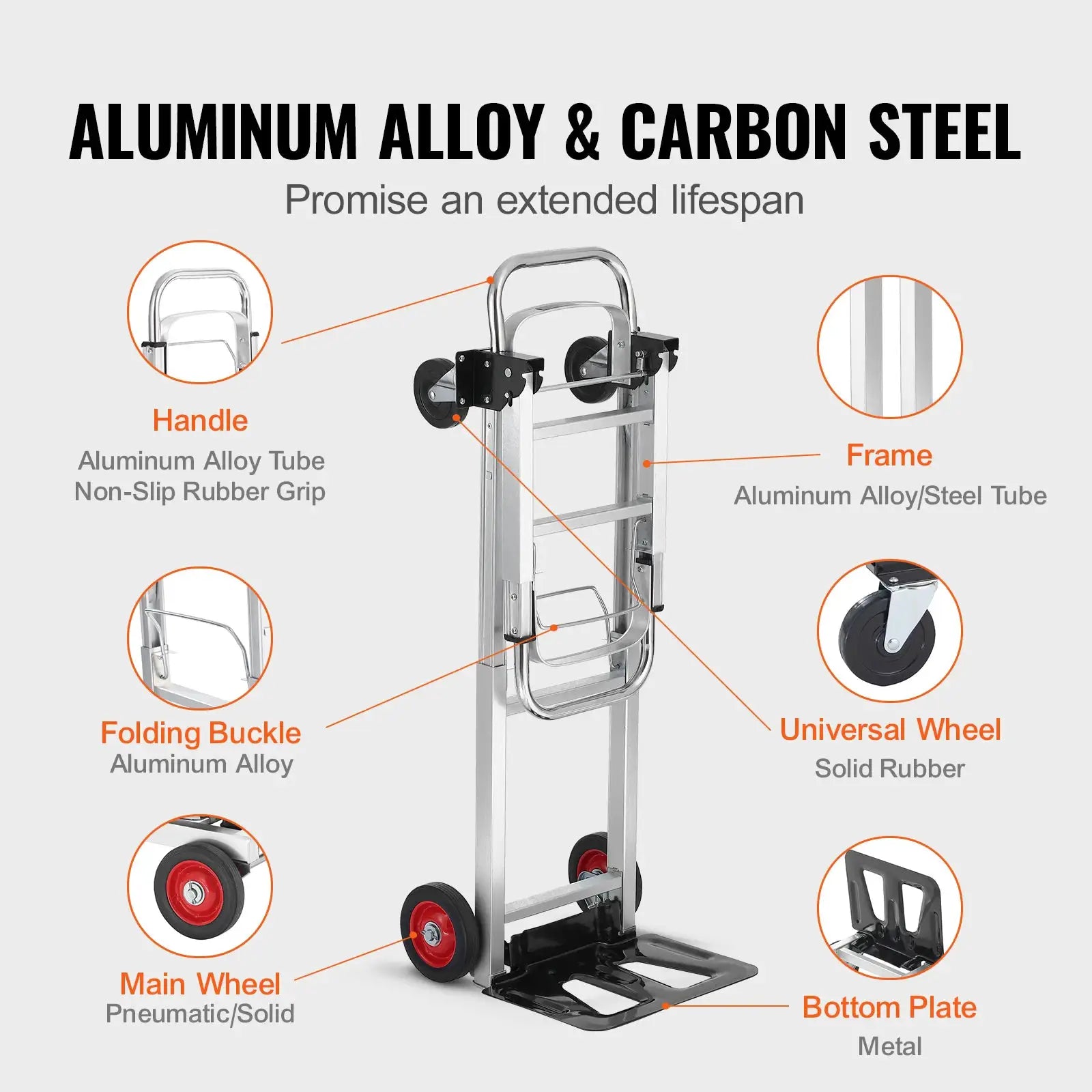 SucceBuy Folding Hand Truck 400 Lbs Capacity Lightweight Dolly With Wheels Foldable Luggage Utility Cart For Warehouse