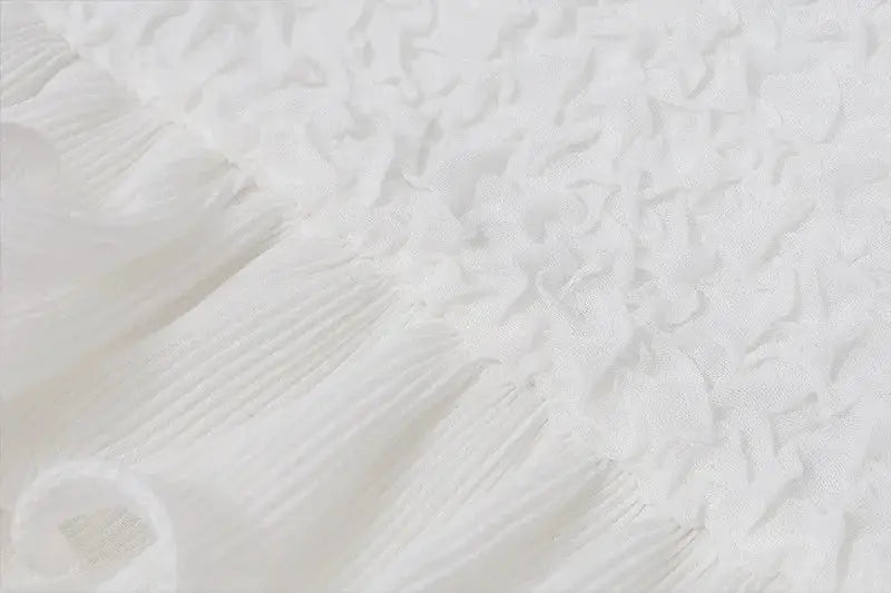 Shestyle White Autumn Two Piece Set Ruffles Crop Top And Sheath Skirt