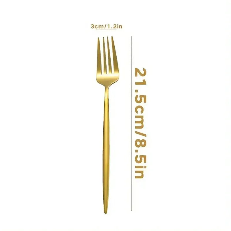 Stainless Steel Gold Tableware Fork Set 8 12 16 Pieces Dinner Forks Salad Forks Fruit Forks For Restaurant Banquet