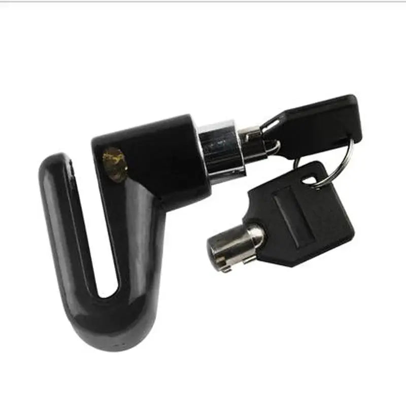 Motorcycle disc brake lock by Simples Market, black metal anti-theft device with keys