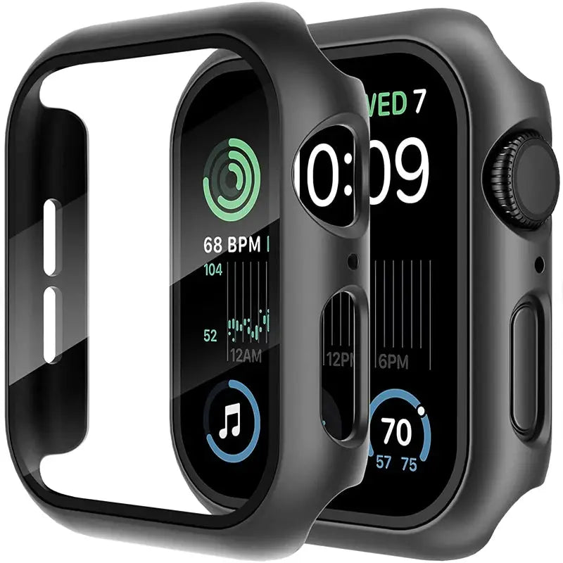 Simples Market Apple Watch Glass+Cover protective case with screen protector, black, for 40-46mm models