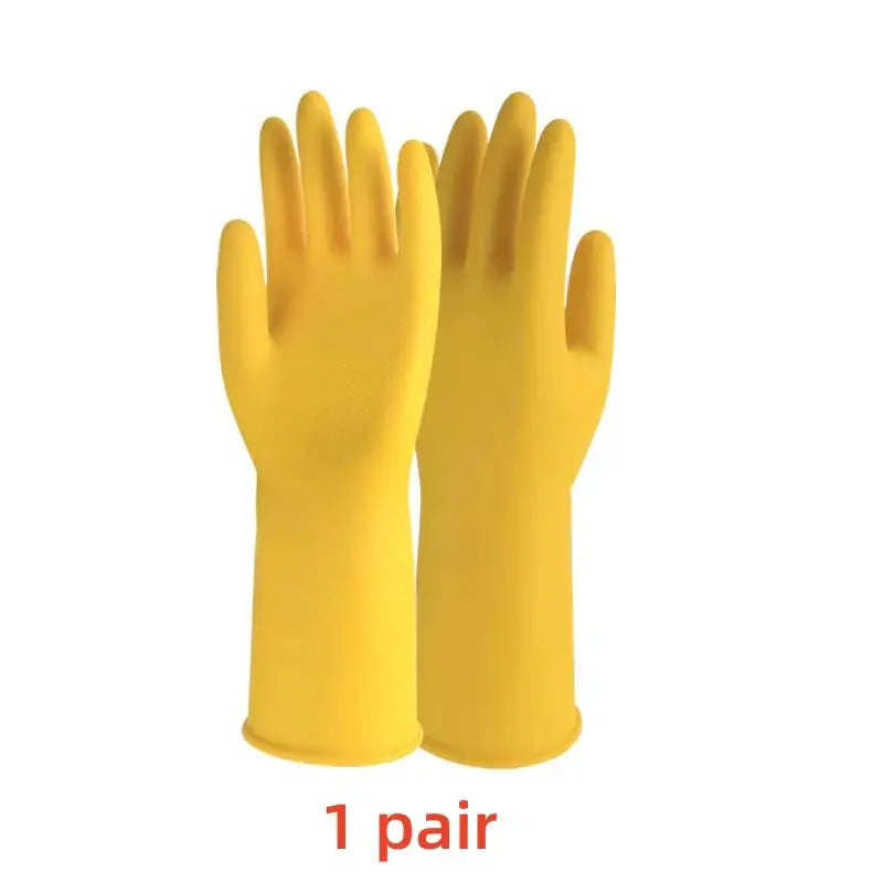 1 pair yellow silicone dishwashing gloves for kitchen cleaning