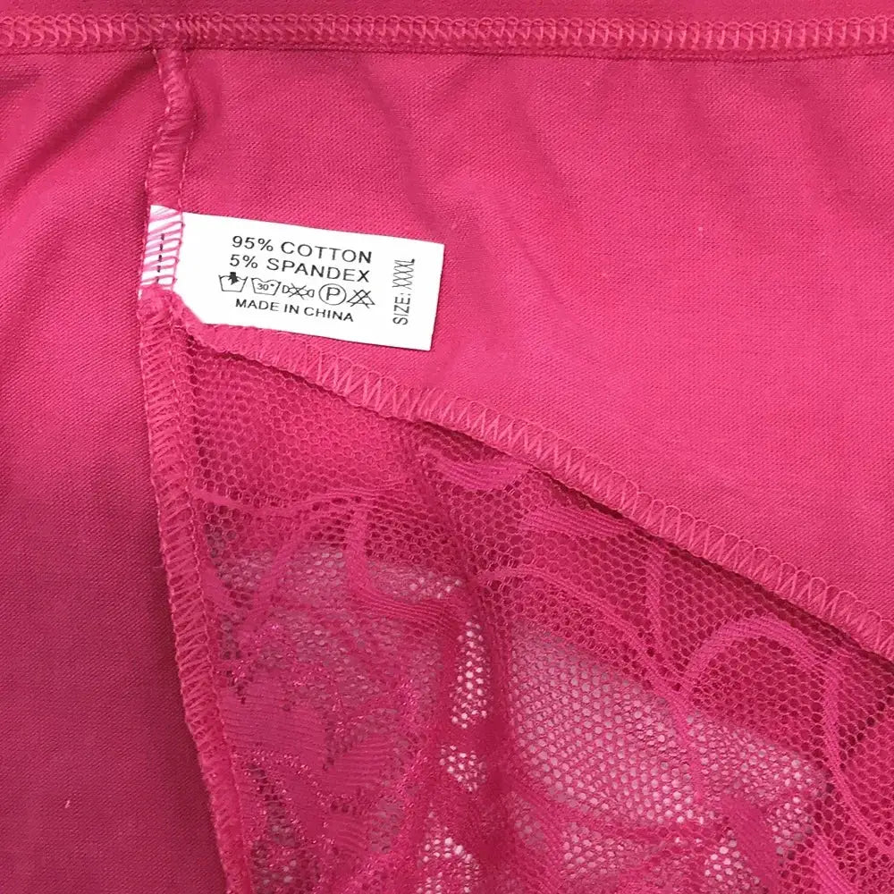 Women's pink cotton-spandex lace panties, mid-rise briefs