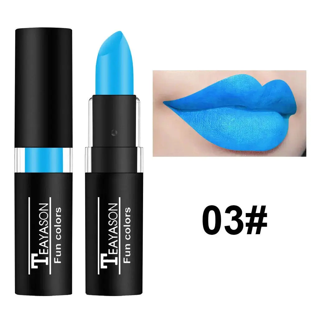 12 Color Matte Lipstick Set Waterproof Long Lasting Lip Color Red Black Blue Purple Green