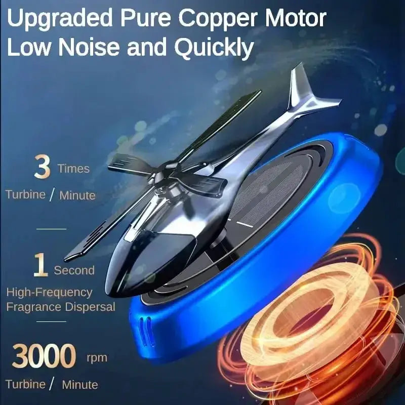 Solar Car Air Freshener Helicopter Diffuser Aromatherapy Perfume Interior Decor Rotating Solar Powered