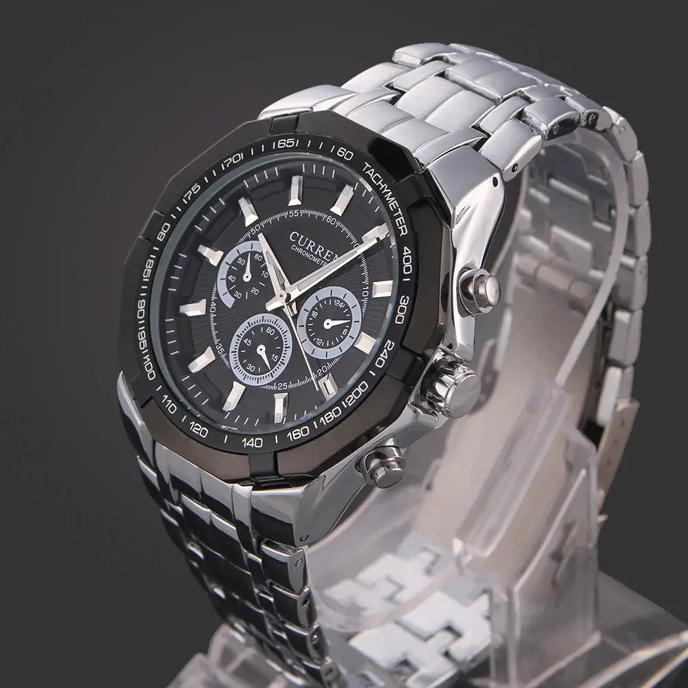 Curren Men Luxury Brand Military Sport Watch With Stainless Steel Band And Alloy Case Quartz Waterproof For Business