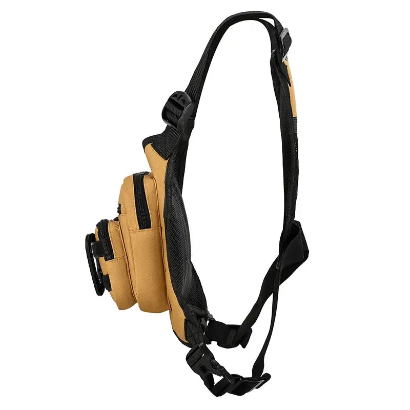 Outdoor Tactical Chest Bag by Simples Market, tan color, multi-pocket EDC chest pack with adjustable straps