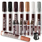 Furniture repair marker set in assorted brown tones with white bodies