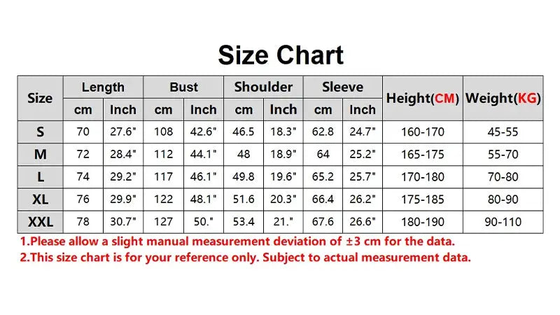 Simples Market Henry polo size chart with S–XXL measurements: length, bust, shoulder, sleeve, height, weight