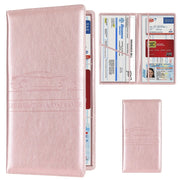 Men's card holder wallet in pink rose-gold leather with multiple card slots, Simples Market