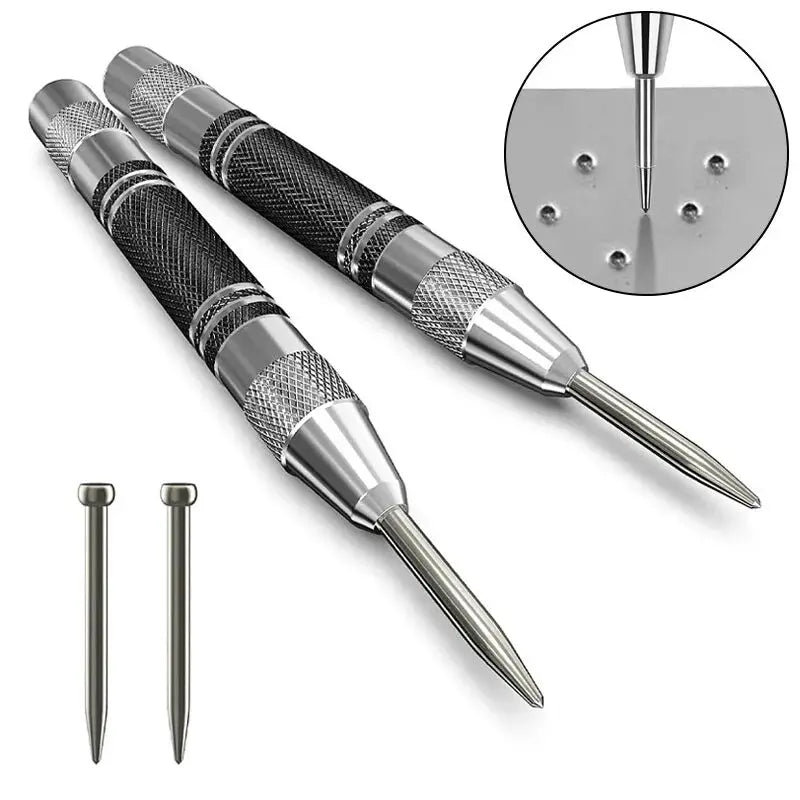 Two Piece Auto Center Punch Set Spring Type Automatic Center Punch Glass Breaker Window Breaker Centering Punch Tool