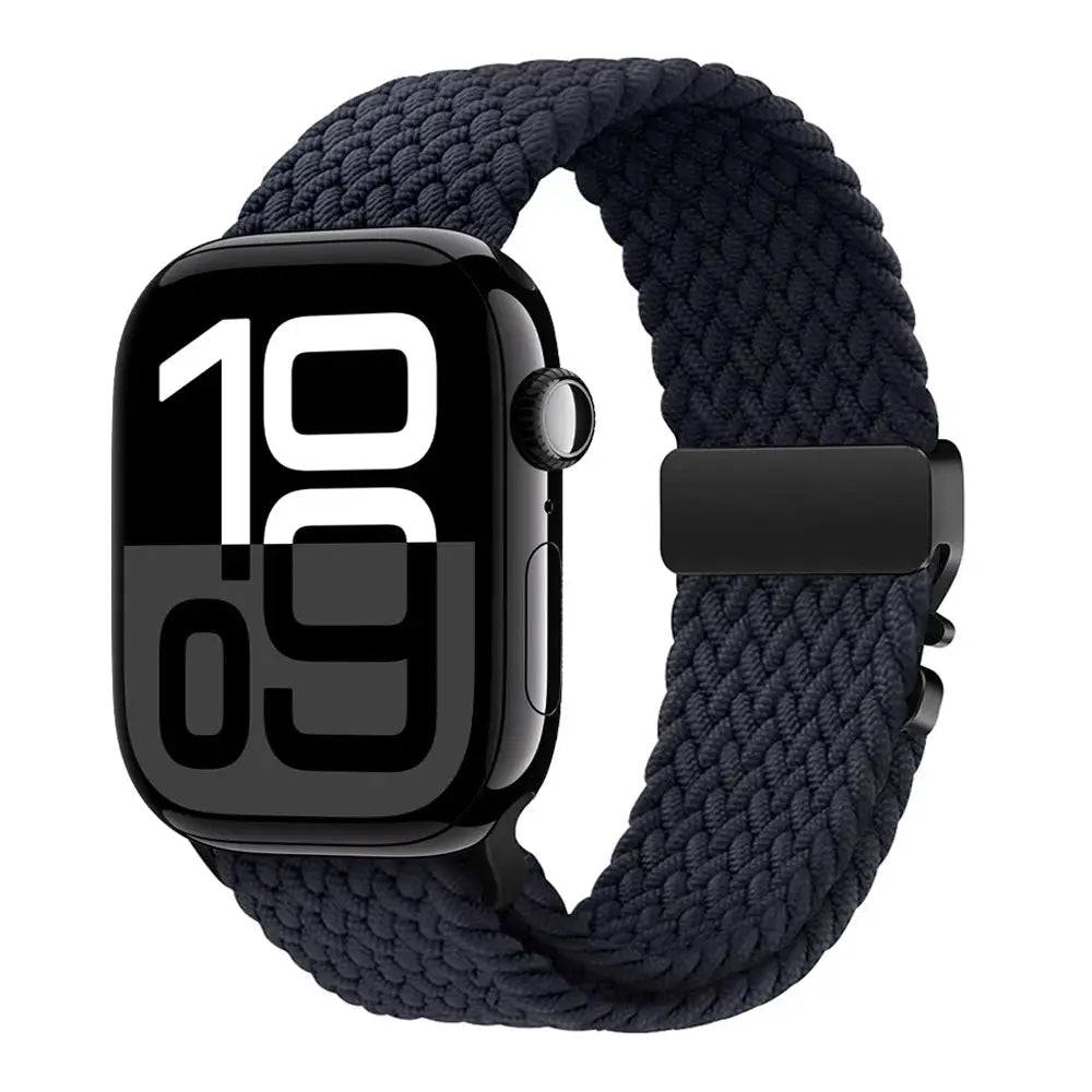 Simples Market Parachute braided Apple Watch strap in navy blue nylon with metal clasp