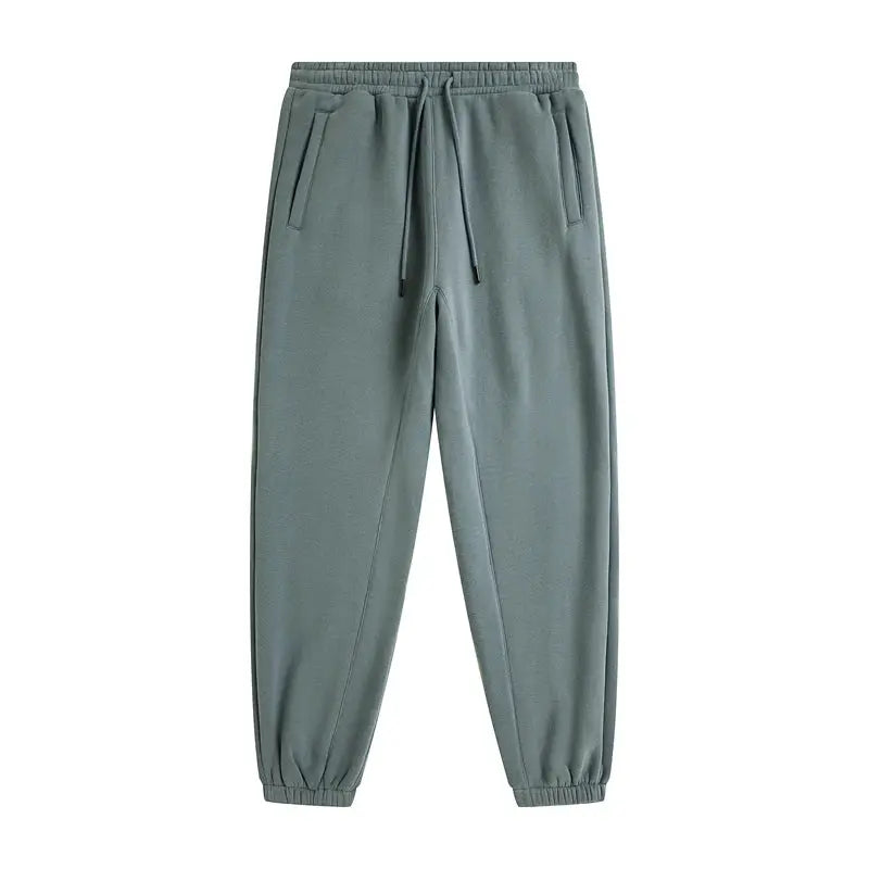 Simples Market ZODF Trendy 345gsm fleece sweatpants, teal, unisex joggers with drawstring and cuffed ankles.