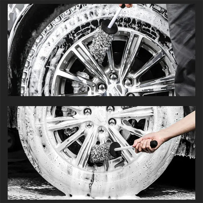SEAMETAL car wash wheel brush with plush head and non-slip handle for rims and spokes, Simples Market.