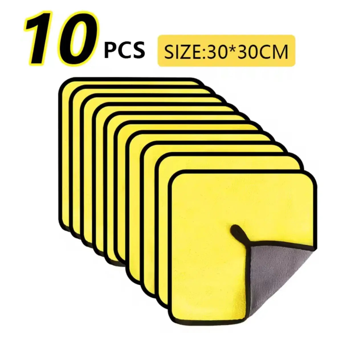Simples Market car microfiber towels 10-pack, yellow 30x30cm, coral fleece car wash cloths