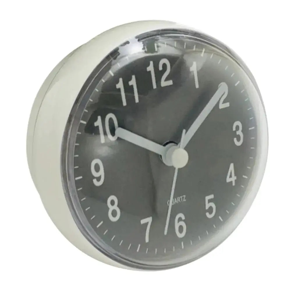 Mini Sucker Wall Clock, white plastic case with clear dome, 7 cm, quartz movement