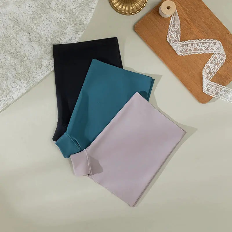 BZEL 4-pack women's seamless satin boxers in assorted colors