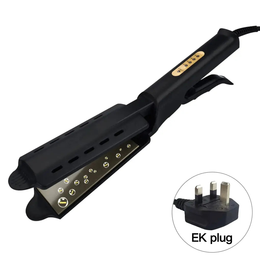 Simples Market hair straightener with wide ceramic tourmaline plates and four-gear temperature control in black
