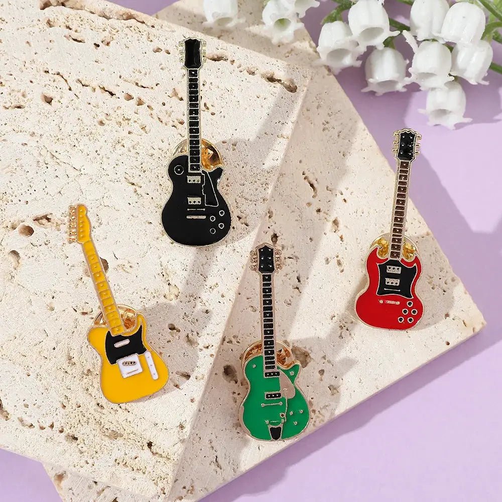ZAKOL Vintage Metal Enamel Guitar Brooch Unisex Fashion Pin Gift For Men Women Musical Instrument Accessory - Simples Market