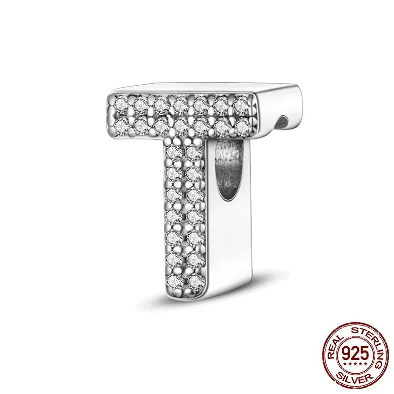 26 Alphabet Beads A To Z 925 Sterling Silver Love Charm Fit Original Bangle Charms Bracelet CZ Zircon Jewelry