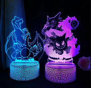 Pokemon Gengar Haunter Gastly 3D LED Night Light Color Changing USB Illusion Lamp For Kids And Fans
