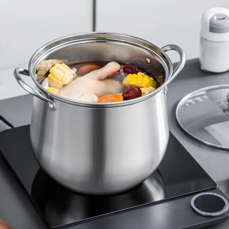 PrimeChef Large Stainless Steel Stock Pot Durable And Easy To Clean Cookware For Soups And Stews
